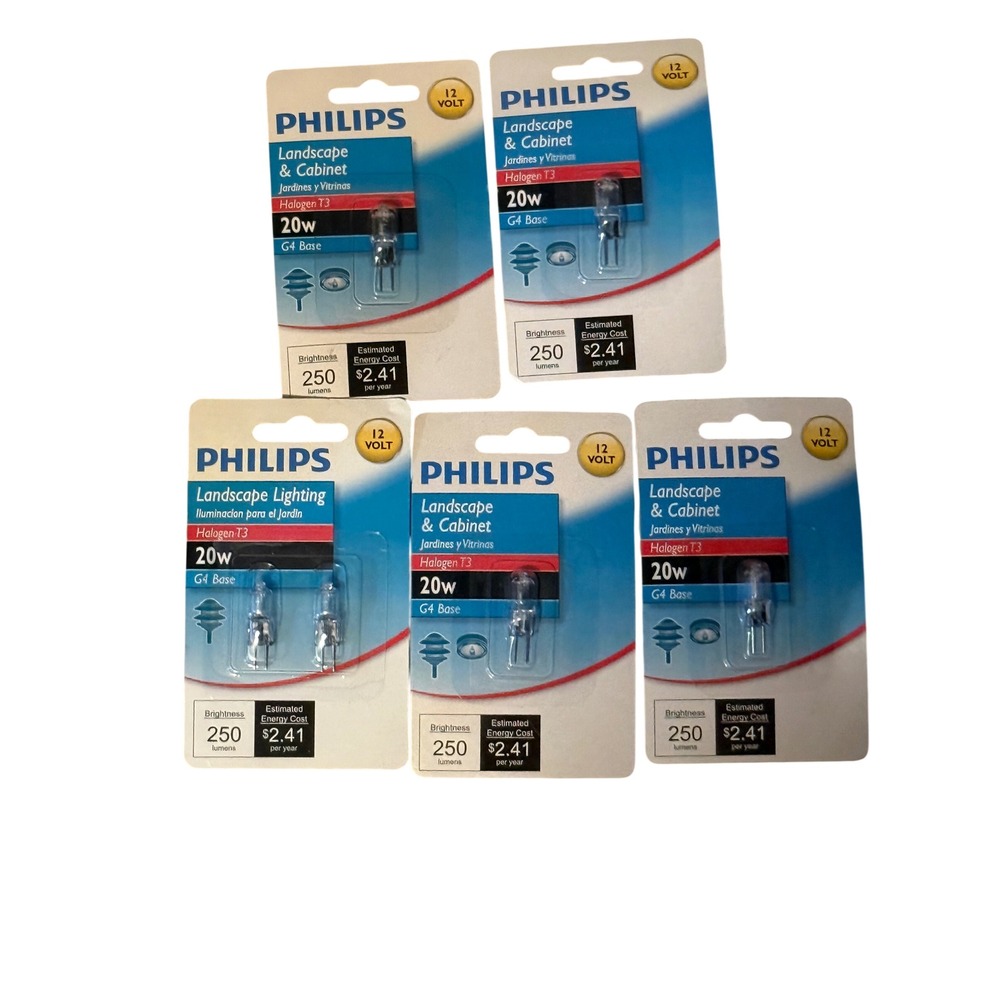 Philips 12V 20W Halogen T3 G4 Base Landscape Cabinet Light Bulbs 6-Pack Bundle